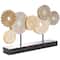 12" Beige Abstract Floral Circle Metal Sculpture Stand